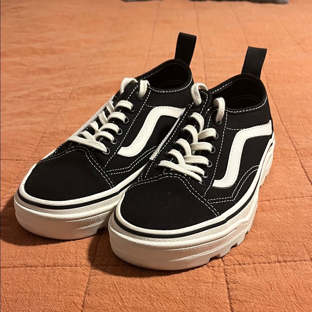 Vans Old Skool Black and White UltraCush Platform Sneakers
